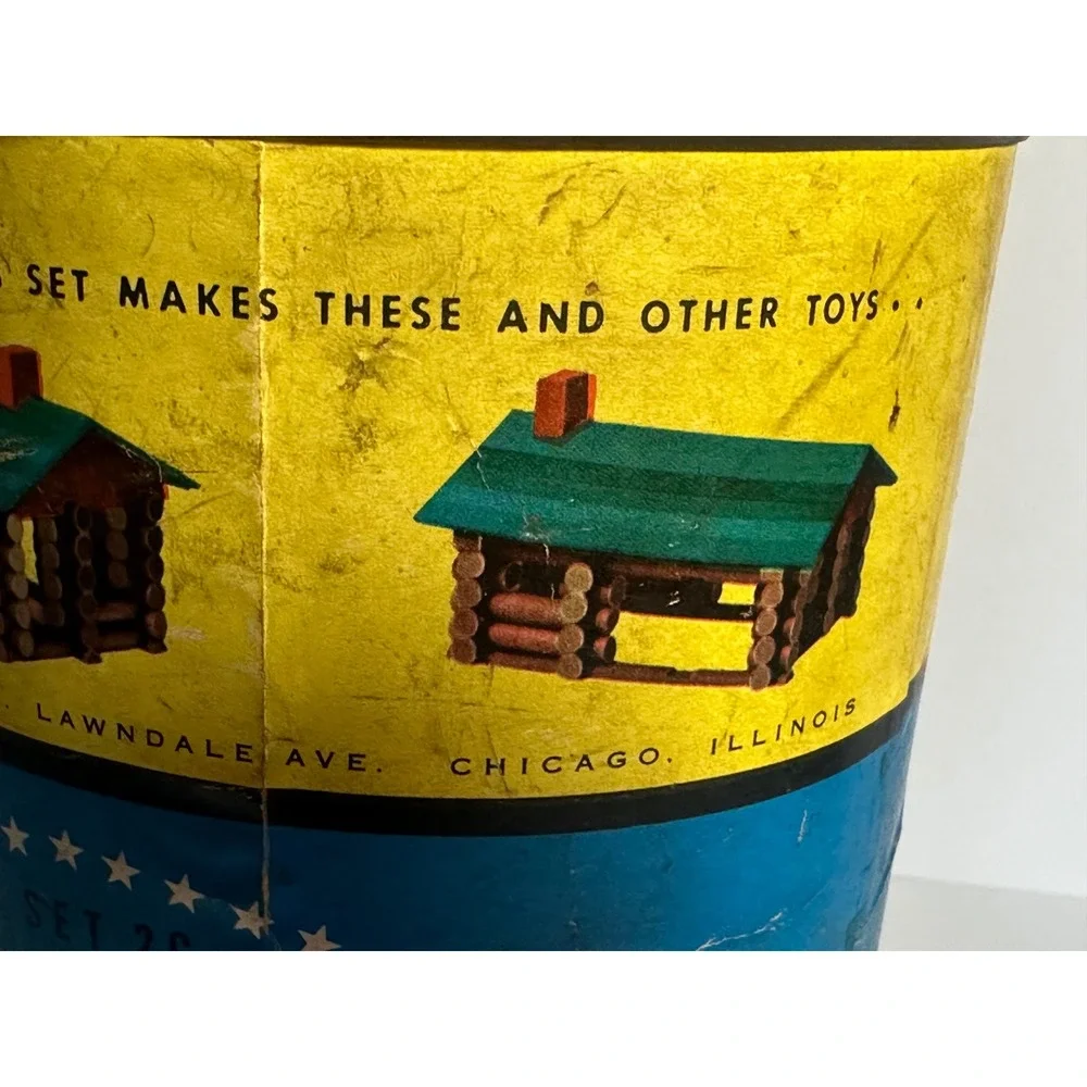 Vintage Lincoln Logs Set 2C Canister Only Storage Tube Chicago IL Original Toy